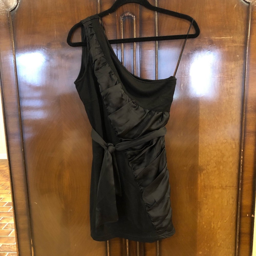 Costa Blanca Little Black Dress One Shoulder with Sash